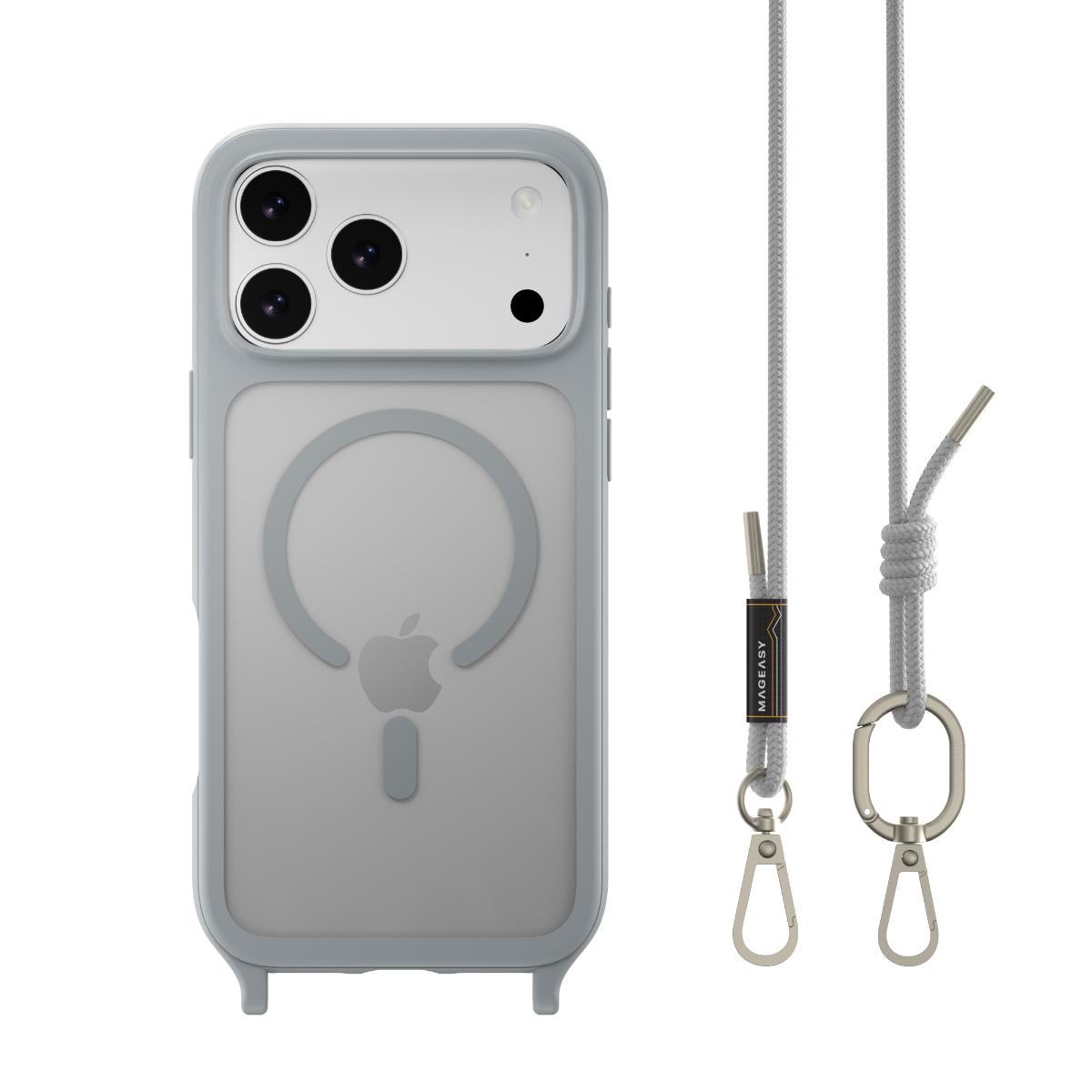 MAGEASY iPhone 17 Pro Max - Roam M 城市漫遊超軍規防摔掛繩手機殼(支援MagSafe)- 迷霧/溫潤灰