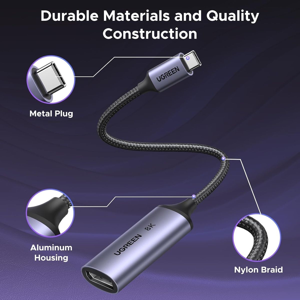 Ugreen 8211 8K60Hz USB-C to DisplayPort 14 轉接線  CM654 15575