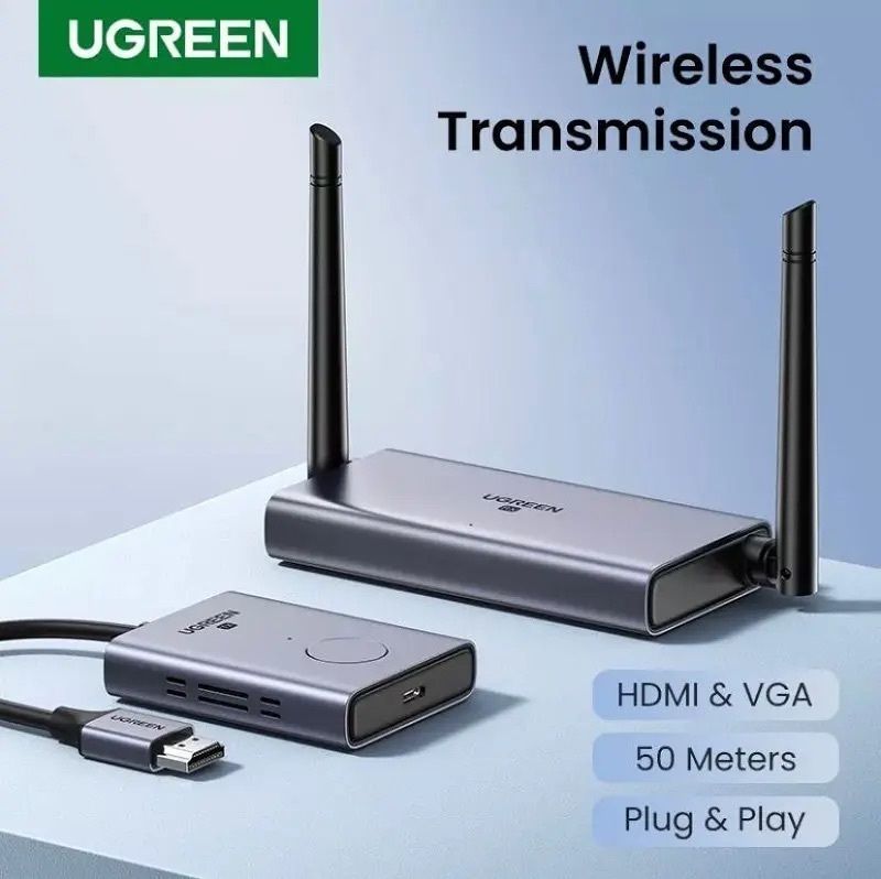 Ugreen 8211 50M 無線 HDMI VGA 延伸器發射器接收器 1080P 60Hz 5GHz 長距離顯示適配器套件  CM506 50633A