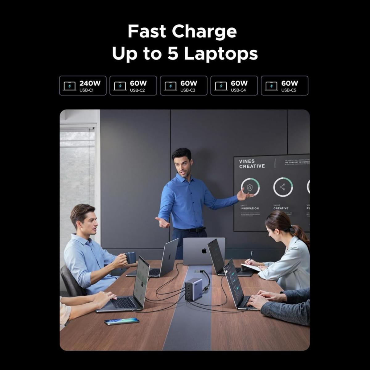 Alternative view of Ugreen - Nexode 500W GaN 充電站 6個端口 USB-C 和 USB-A | 單端口最高 240W | 智能溫控設計 節省空間 | X759/ 55551B