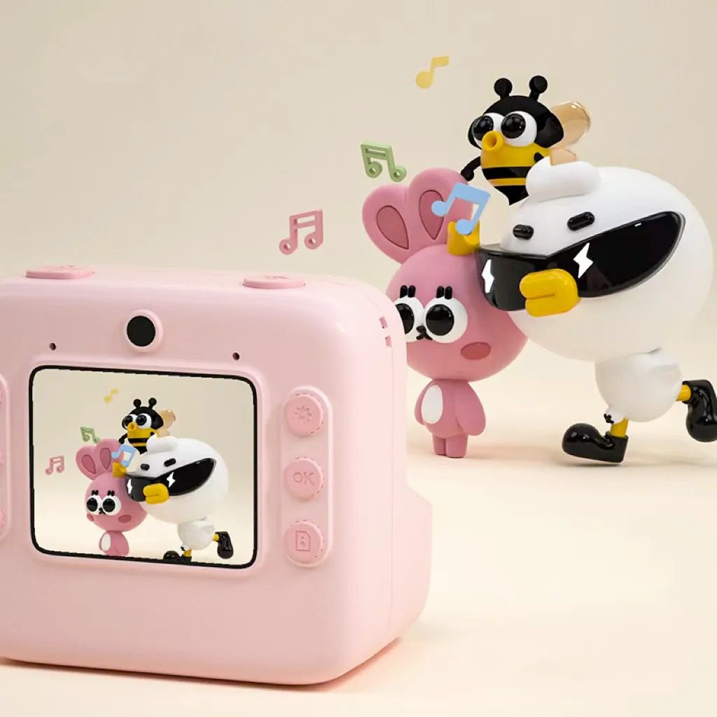 KIDDOO 8211 KIDDOO COLOR 兒童即影即有彩印相機 全新升級版KDO03 粉紅色 兒童相機即影即有相機附顏色熱感紙掛繩