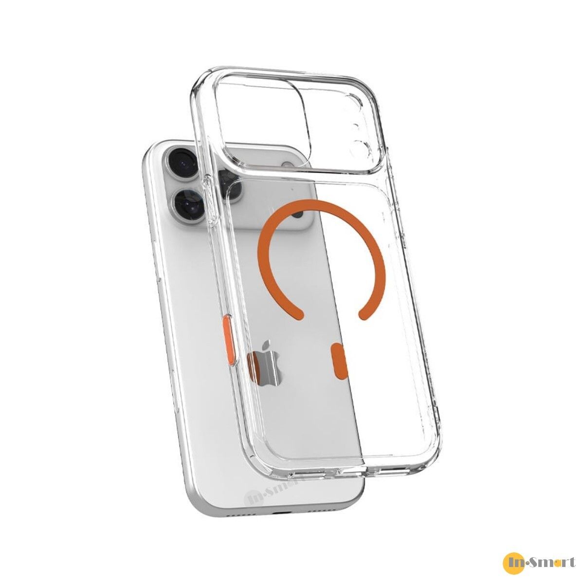 JTLEGEND 8211 Hybrid Cushion Mag 減震防摔晶透抗黃防霧化磁吸保護殼 iPhone 17 Pro Max 8211 透明加橙色磁吸環 四角內建壓力分散氣墊 N52 強勁磁吸 鏡頭保護