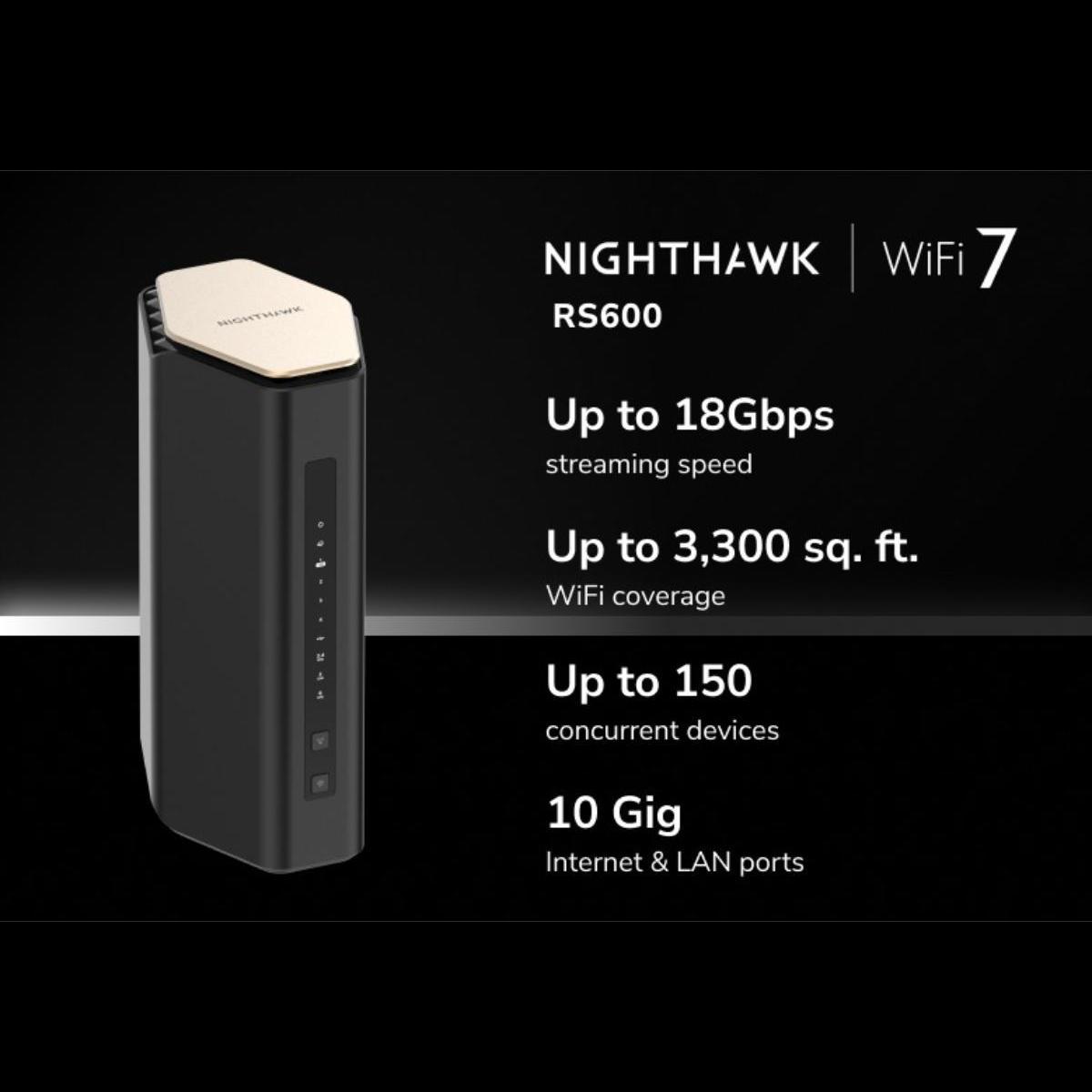 NETGEAR - Nighthawk (RS600) 三頻 BE18000 WiFi 7 路由器
