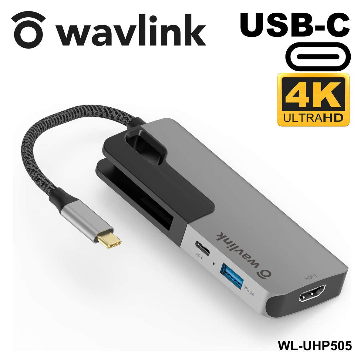 WAVLINK - 4K HDMI USB-C 擴充器 USB-C PD充電, 4x USB3.0 hub Macbook UHP505 原裝行貨 一年保養