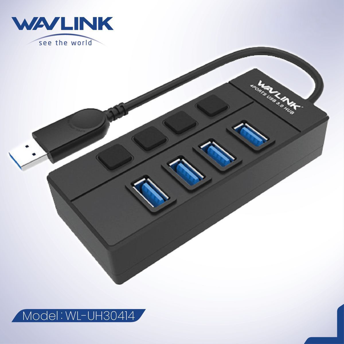 Alternative view of WAVLINK - USB 3.0 四端極速開關連接盒 USB分線器 UH30414 原裝行貨 一年保養