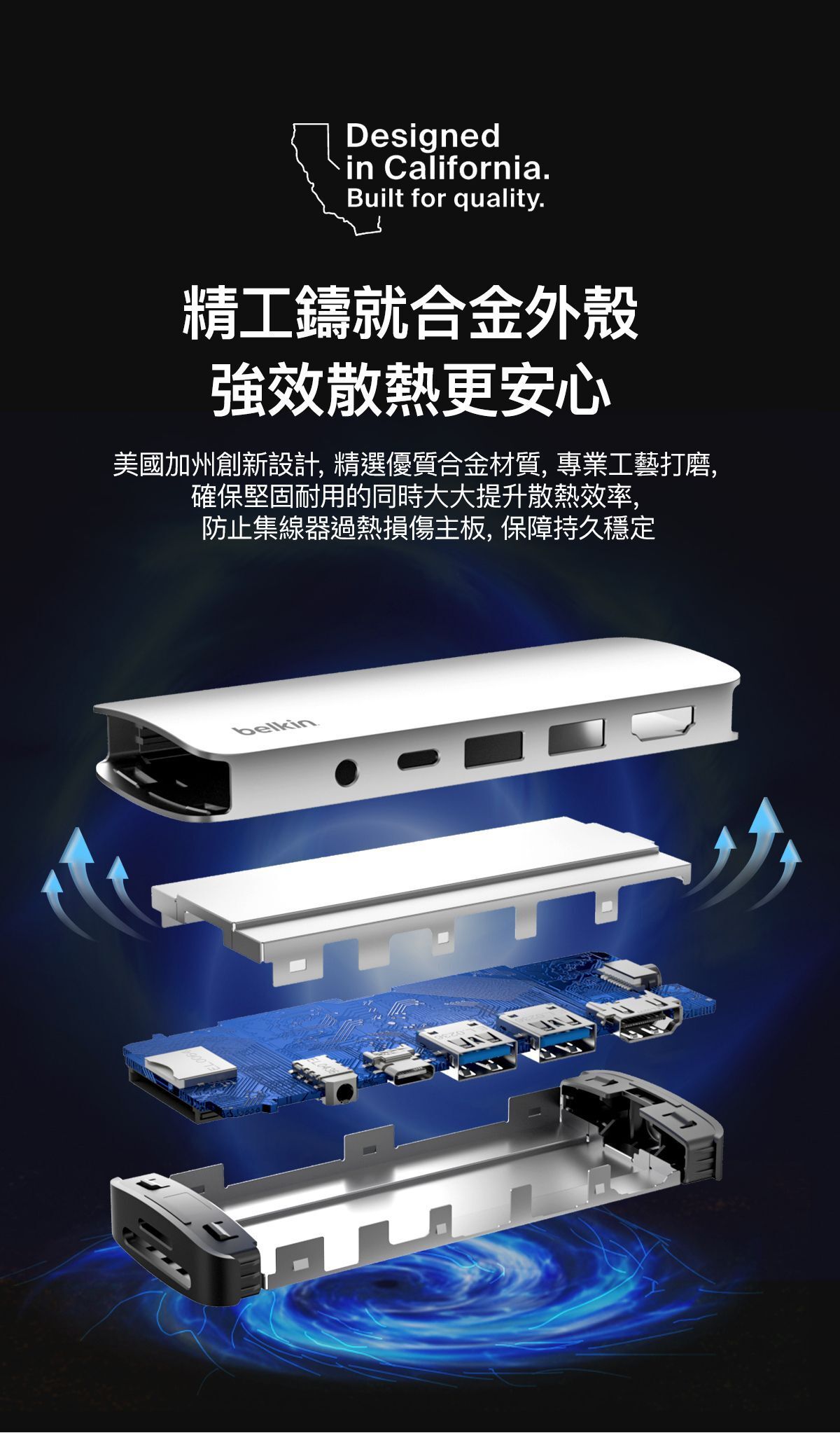 Belkin 8211 Connect USB-C 6 合 1 多媒體集線器  4K HDMI  SD  USB-C PD  USB-A  Gigabit Ethernet  AVC008fqSGY-V2