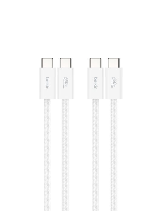 Belkin 8211 BOOSTCHARGE USB-C 至 USB-C 連接線 60W 2條裝  15m5 ft 白色  CAB018QC05WH2PK