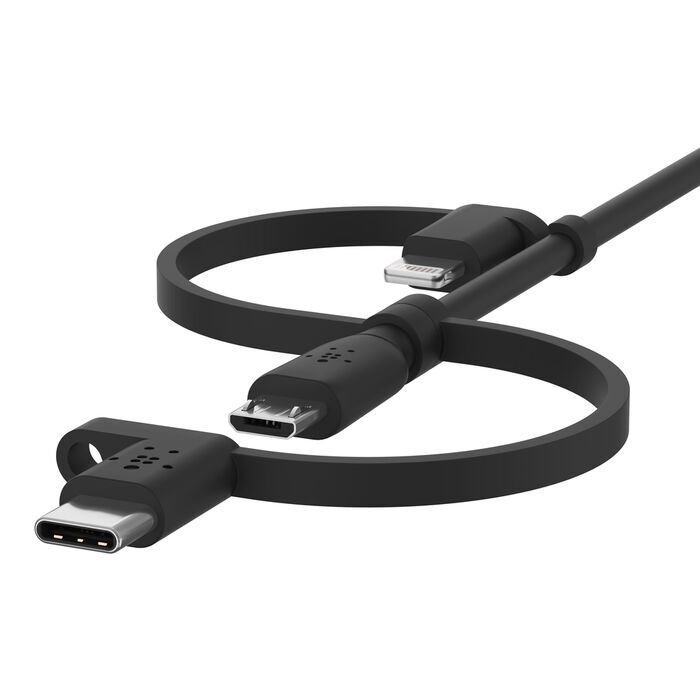 Belkin 8211 BoostCharge 通用電纜 附 USB-CMicro-USB 及 Lightning 接口的 33 呎 USB-A 線纜  CAC001BT1MBK