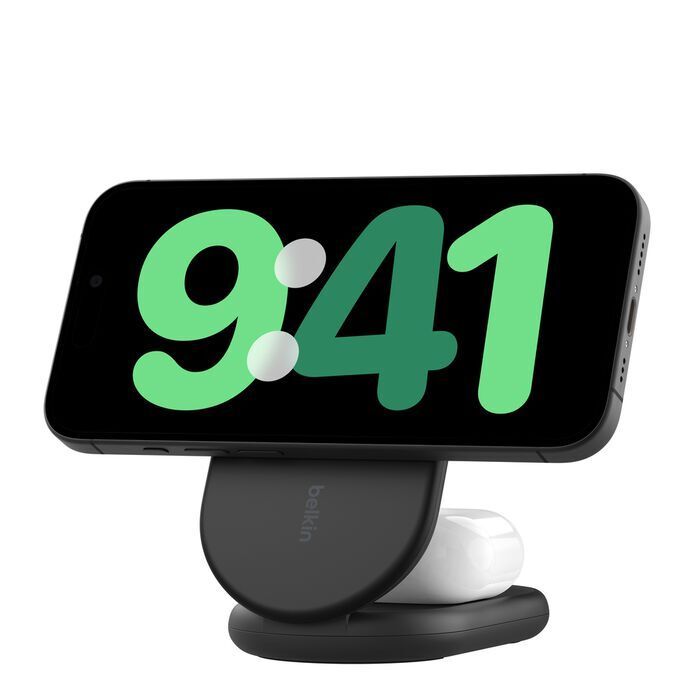 Belkin 8211 BoostCharge 2 合 1 Qi2 磁吸可摺疊無線充電器 15W 8211 黑色  WIZ028qcBK