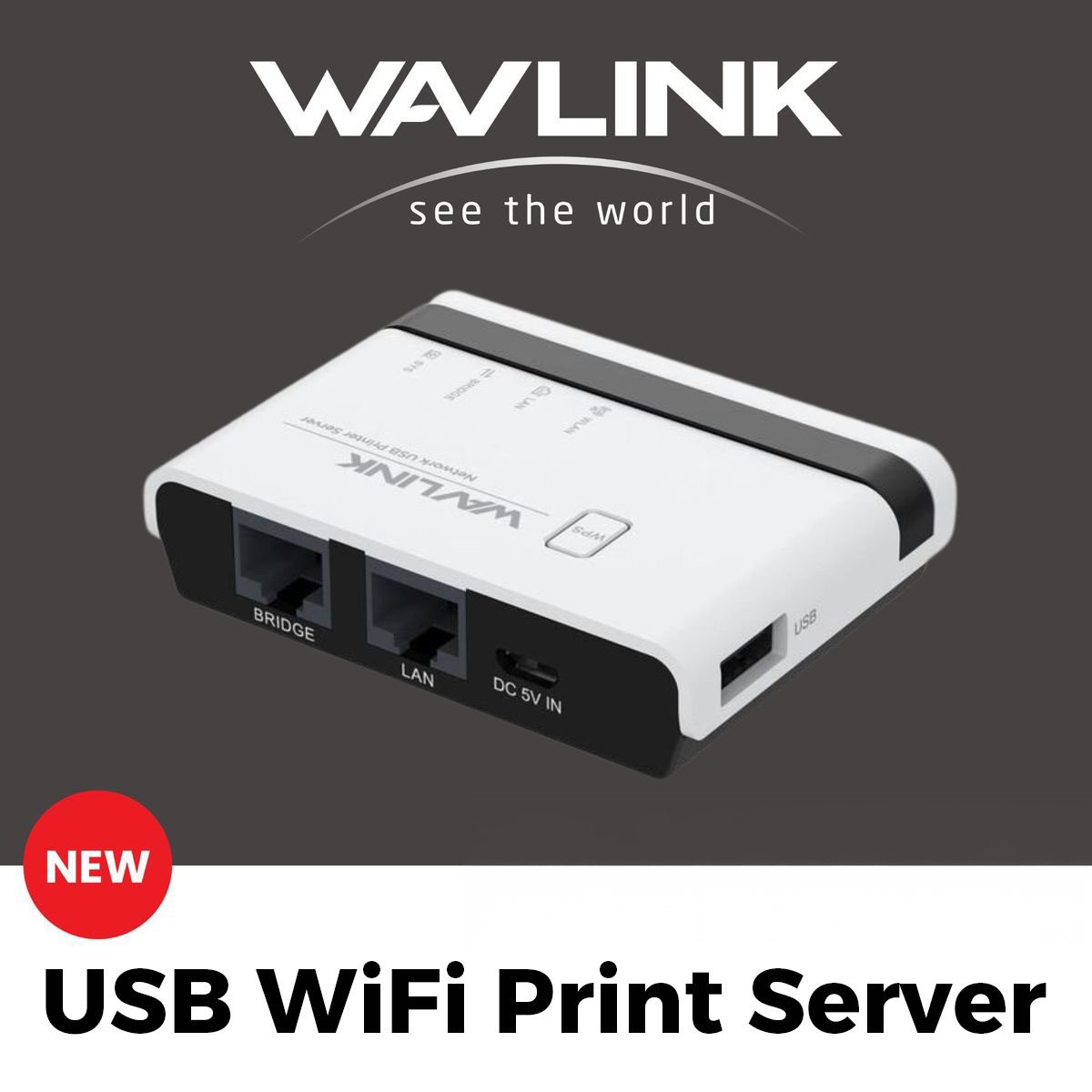 WAVLINK 8211 無線列印伺服器 USB WiFi 列印伺服器附 100Mbps LAN 與網橋 WL-NU516U1 原裝行貨 一年保養