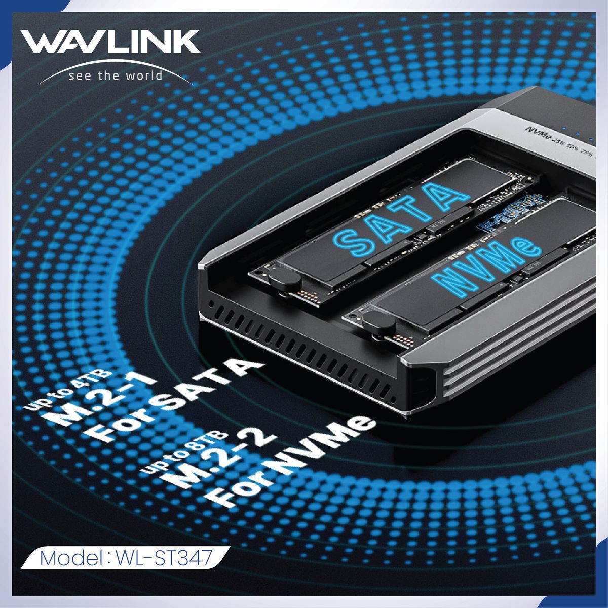 WAVLINK 8211 雙 M2 SSD 外接盒 離線 Clone Max 10 Gbps 資料傳輸 備份好幫手 WL-ST347