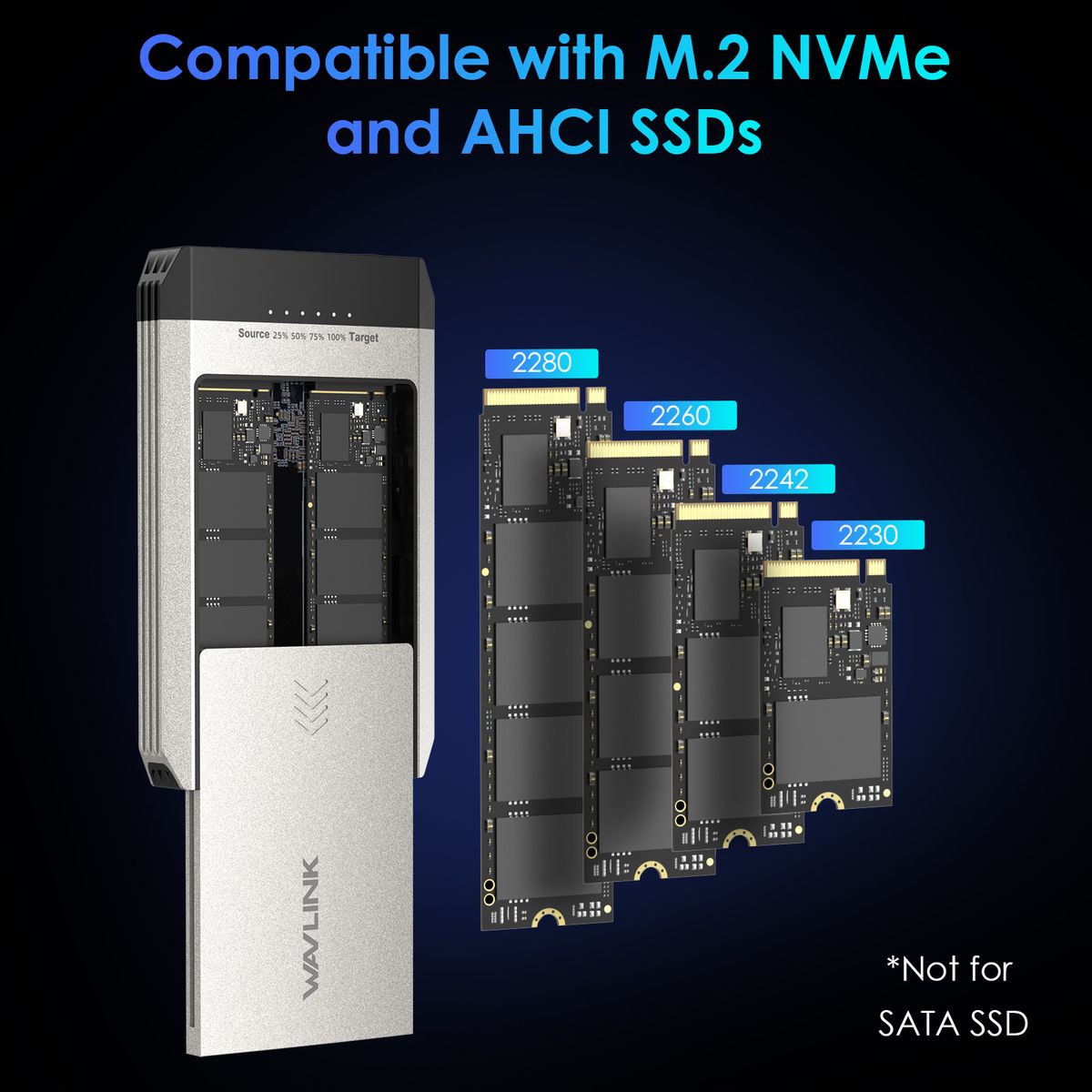 WAVLINK 8211 雙 PCI-e NVMe M2 SSD  外接盒 離線 Clone Max 10 Gbps 資料傳輸 備份好幫手 WL-ST348