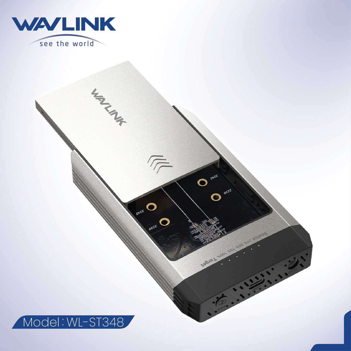 WAVLINK 8211 雙 PCI-e NVMe M2 SSD  外接盒 離線 Clone Max 10 Gbps 資料傳輸 備份好幫手 WL-ST348