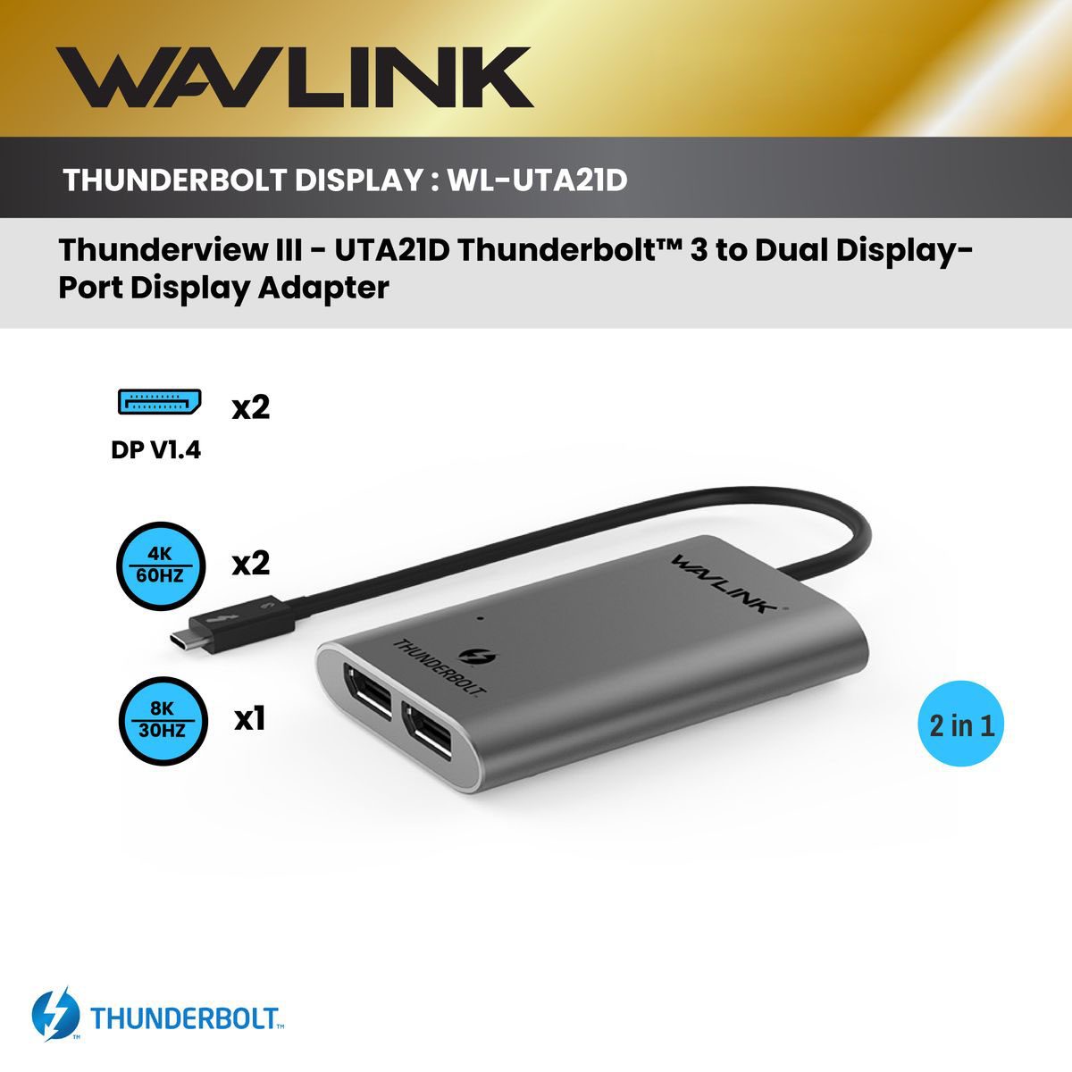 WAVLINK 8211 雙 4K 60Hz UTA21D 原裝行貨 一年保養