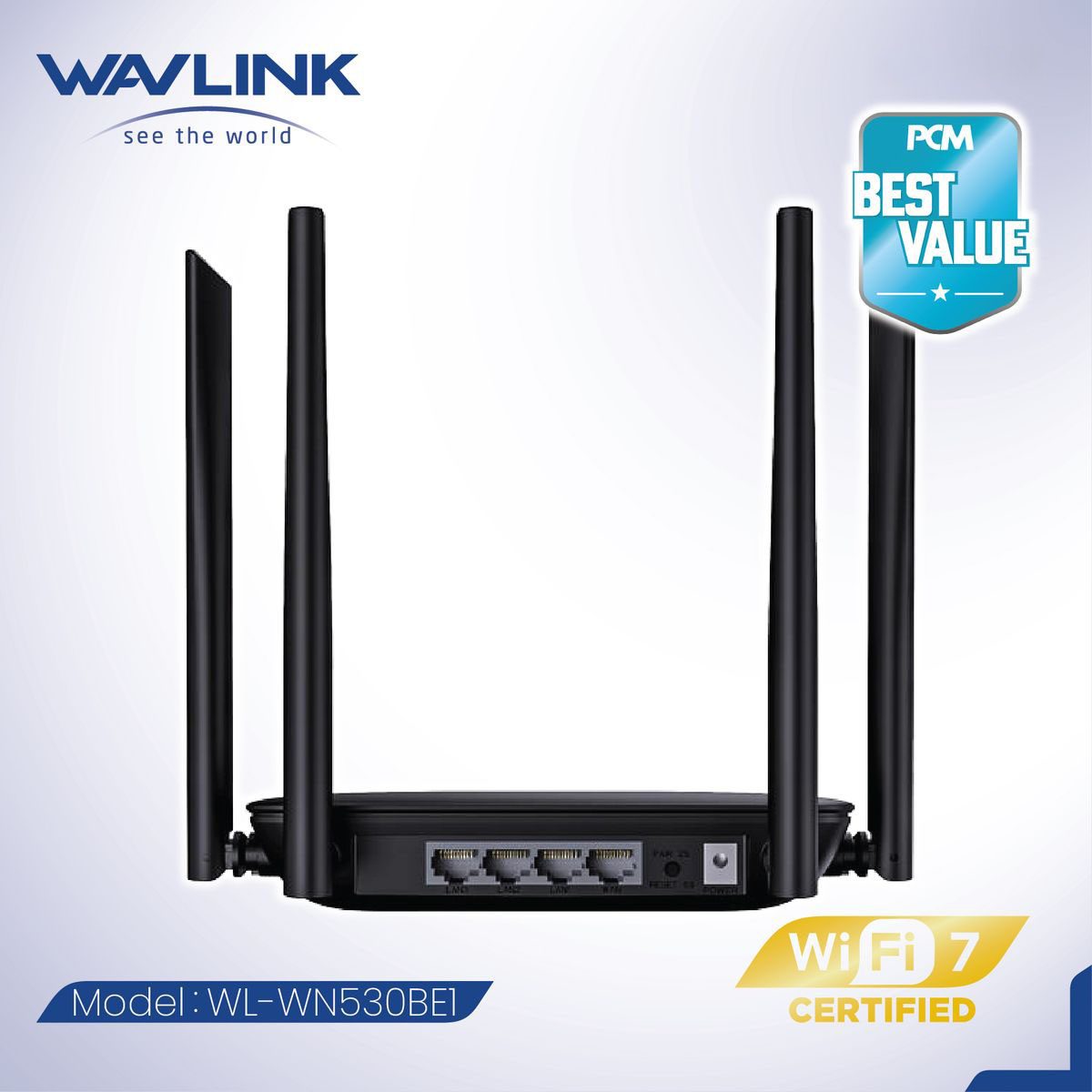 WAVLINK 8211 BE3600 WiFi7 雙頻 路由器 5dBi 4條高增益天線 24G 038 25G PCM 8211 BEST Value WL-WN530BE1