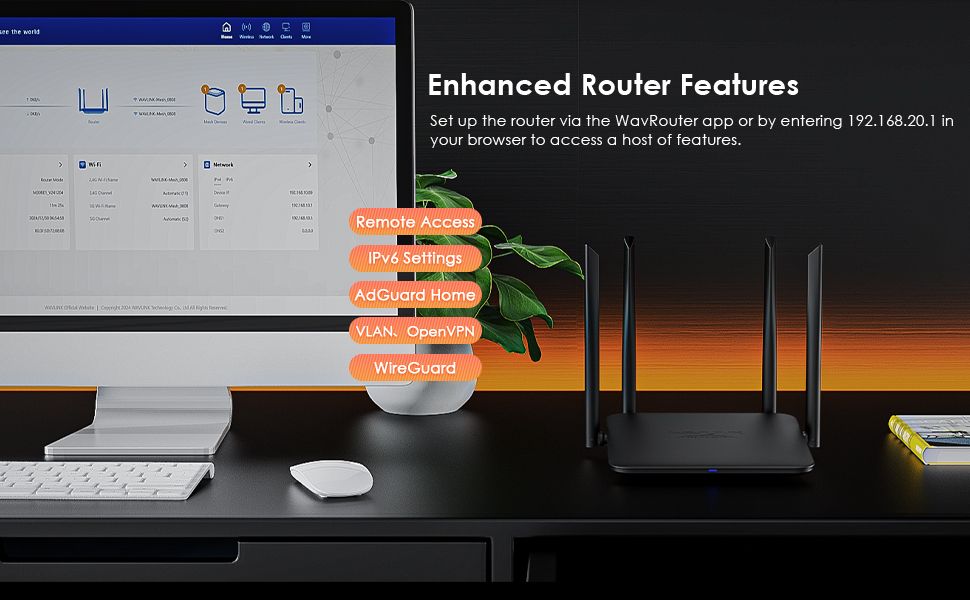 WAVLINK 8211 BE3600 WiFi7 雙頻 路由器 5dBi 4條高增益天線 24G 038 25G PCM 8211 BEST Value WL-WN530BE1