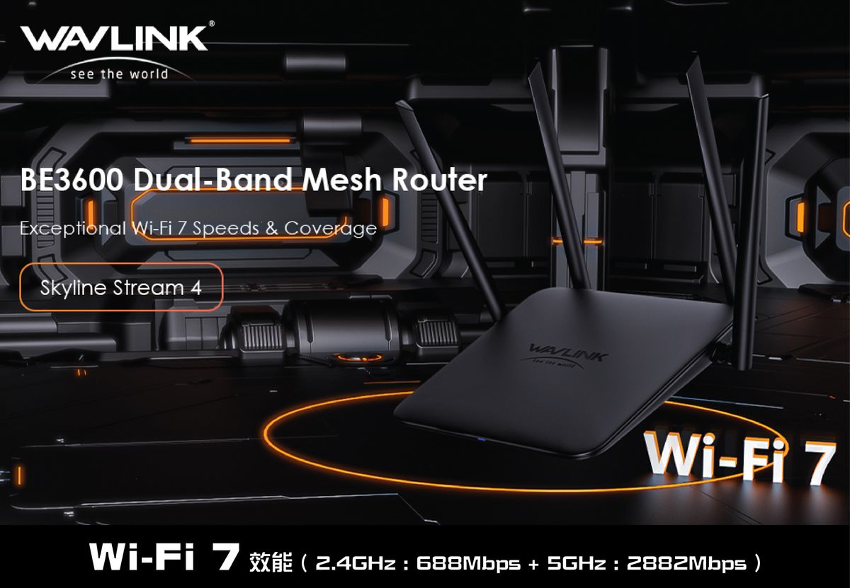WAVLINK 8211 BE3600 WiFi7 雙頻 路由器 5dBi 4條高增益天線 24G 038 25G PCM 8211 BEST Value WL-WN530BE1