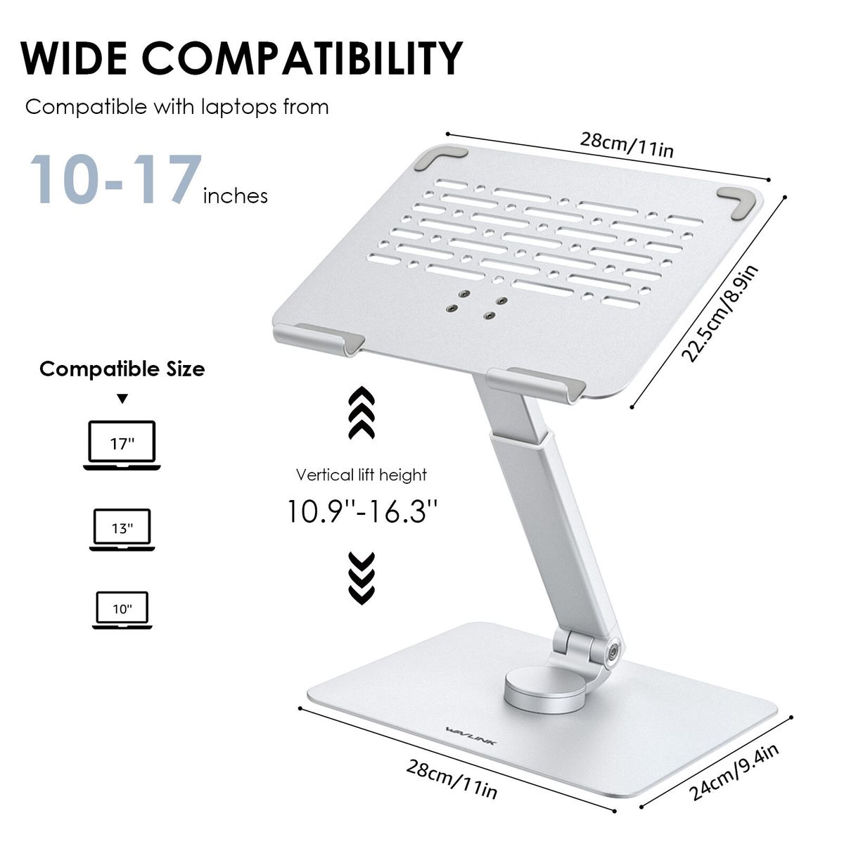 WAVLINK 8211 專利設計360度旋轉可伸縮電腦支架 WL-E016 筆記本電腦支架 手提電腦支架 筆電支架 鋁合金多角度升降  平板電腦支架