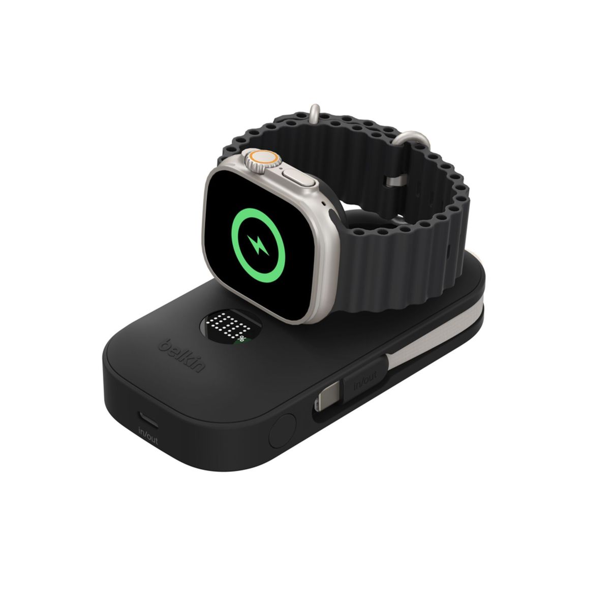 Belkin - BoostCharge Pro 行動電源 10K (配備 Apple Watch 充電器、內置 USB-C 充電線和額外 USB-C 連接埠) 黑色 - Image 3