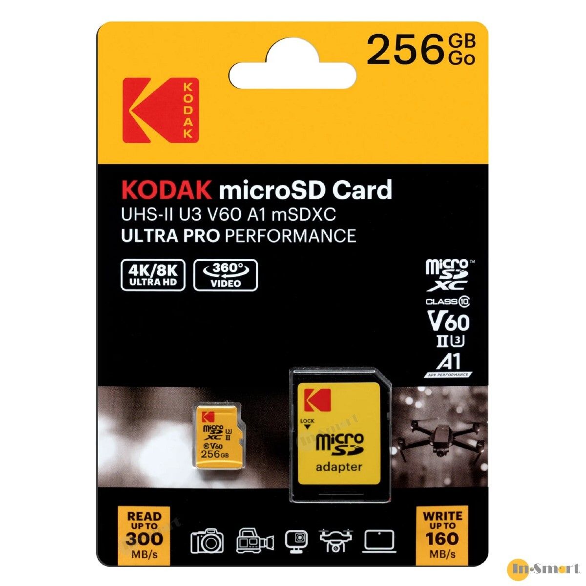 KODAK - Kodak UHS-II U3 V60 A1 MicroSDXC 256GB 高速記憶卡; 適合運動相機; 數碼相機; 專業單反無反相機使用; 4K /8K 影片拍攝; Ultra Pro