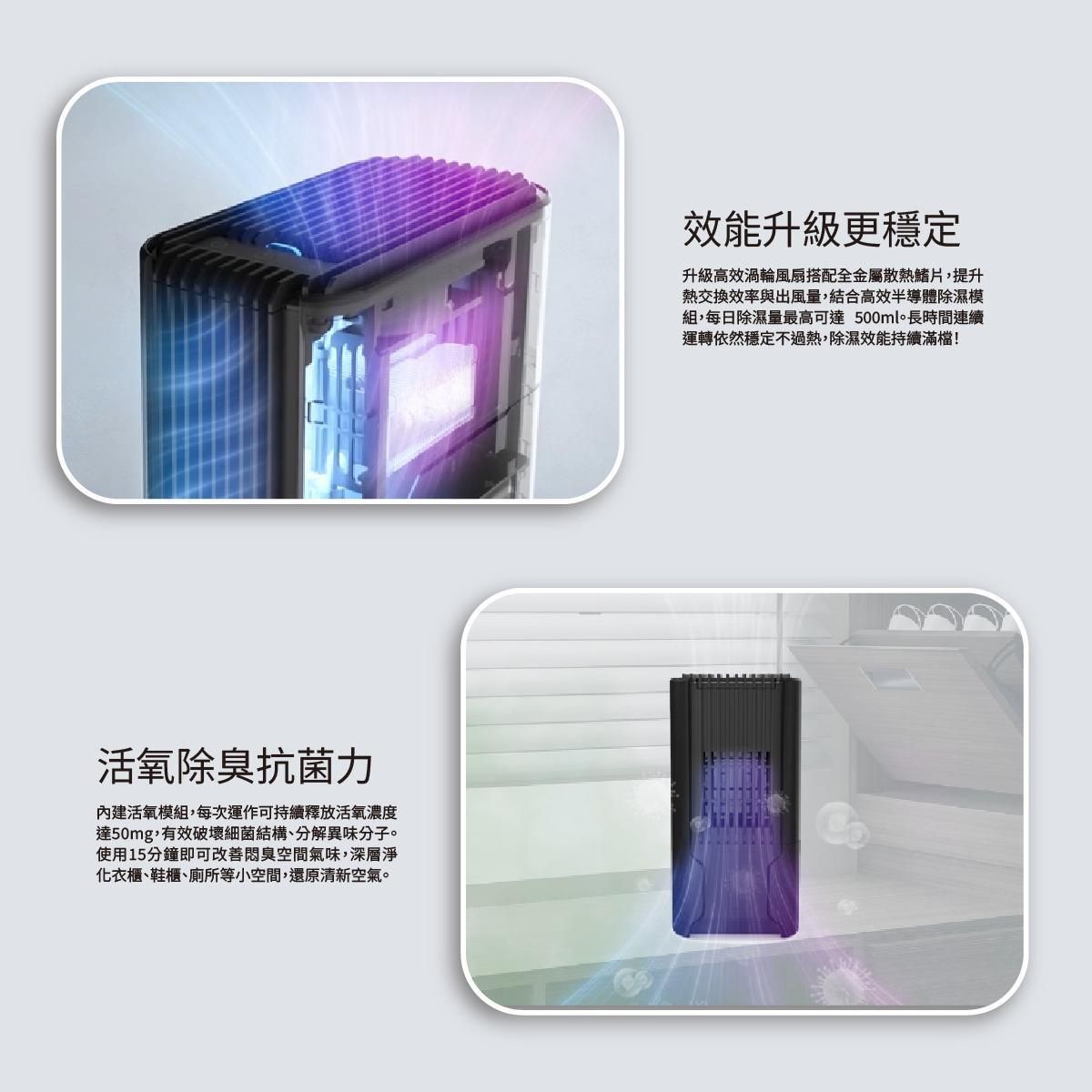 FUTURE LAB - PrimeZone STERMIDI II 殺菌除濕機 II 雲朵白 | 500ml/日 三效淨化 活氧殺菌 + 負離子 700ml水箱 靜音 <46dB 小空間衣櫃適用 - Image 5