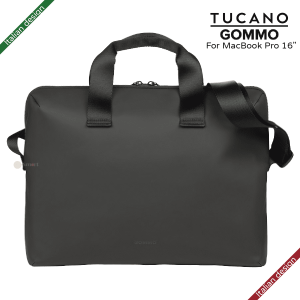 TUCANO GOMMO 156英寸 再生塑料筆記型電腦袋配肩帶 適用於 16吋MacBook Pro 8211 黑色義大利設計