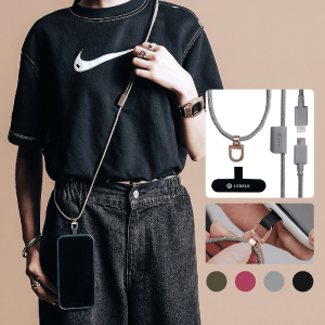 LEXFUN - Power Sling 可調式充電線手機背帶 [USB-C to MFI Lightning] - 灰色