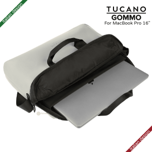 TUCANO GOMMO 156英寸 再生塑料筆記型電腦袋配肩帶 適用於 16吋MacBook Pro 8211 灰色義大利設計