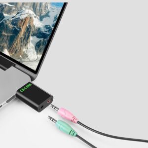Alternative view of CE-LINK - USB轉耳機及咪 外接式音效卡+咪 轉換器 USB轉3.5mm耳筒 音頻輸出及輸入