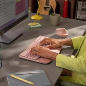 Logitech 8211 WAVE KEYS 軟墊手託 無線 人體工學鍵盤 8211 粉紅色