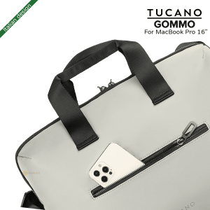 TUCANO GOMMO 156英寸 再生塑料筆記型電腦袋配肩帶 適用於 16吋MacBook Pro 8211 灰色義大利設計