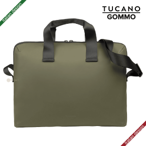 TUCANO GOMMO 156英寸 再生塑料筆記型電腦袋配肩帶 適用於 16吋MacBook Pro 8211 軍綠色義大利設計