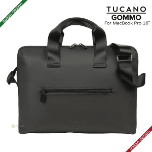 TUCANO - GOMMO 15.6英寸 再生塑料筆記型電腦袋配肩帶 適用於 16吋MacBook Pro - 黑色｜義大利設計
