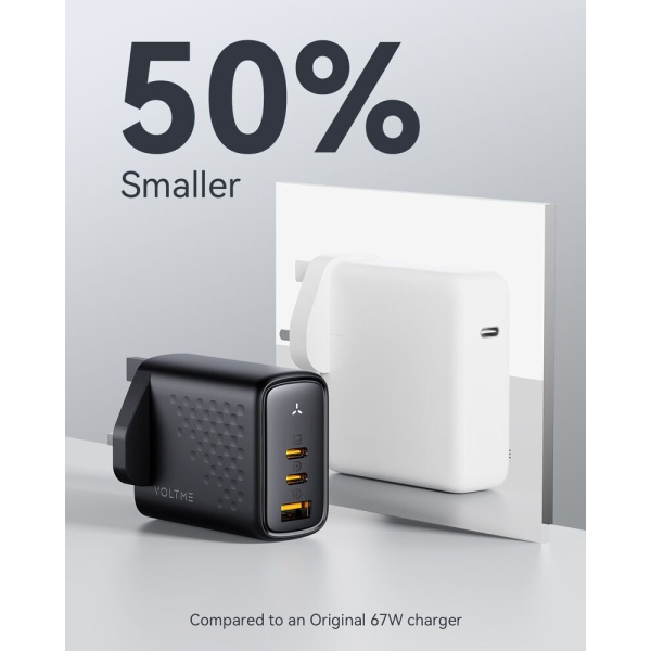 VOLTME - Revo 65 - PD65W (USB-C x2+USB-A) 三端口快速充電器（英規）- 黑色 - Image 4