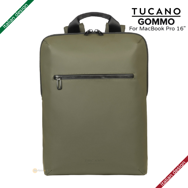 TUCANO - GOMMO 15.6" 再生塑料背包適用於 MacBook Pro 16" - 軍綠色｜意大利設計