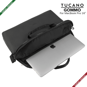 TUCANO GOMMO 156英寸 再生塑料筆記型電腦袋配肩帶 適用於 16吋MacBook Pro 8211 黑色義大利設計