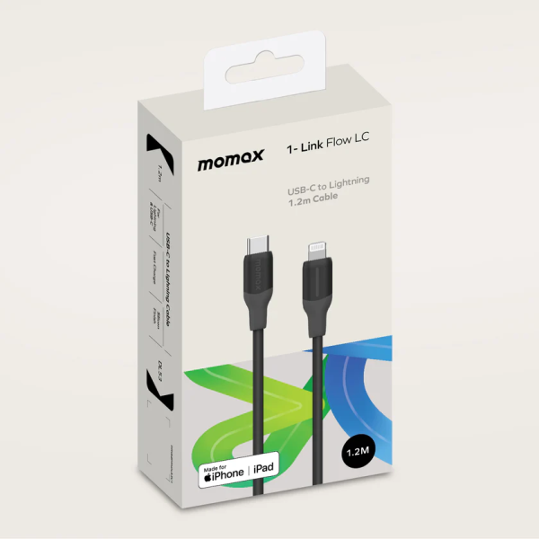 MOMAX - 1-Link Flow CL USB-C to Lightning 快充 充電線 (1.2米) - 黑色 - Image 3