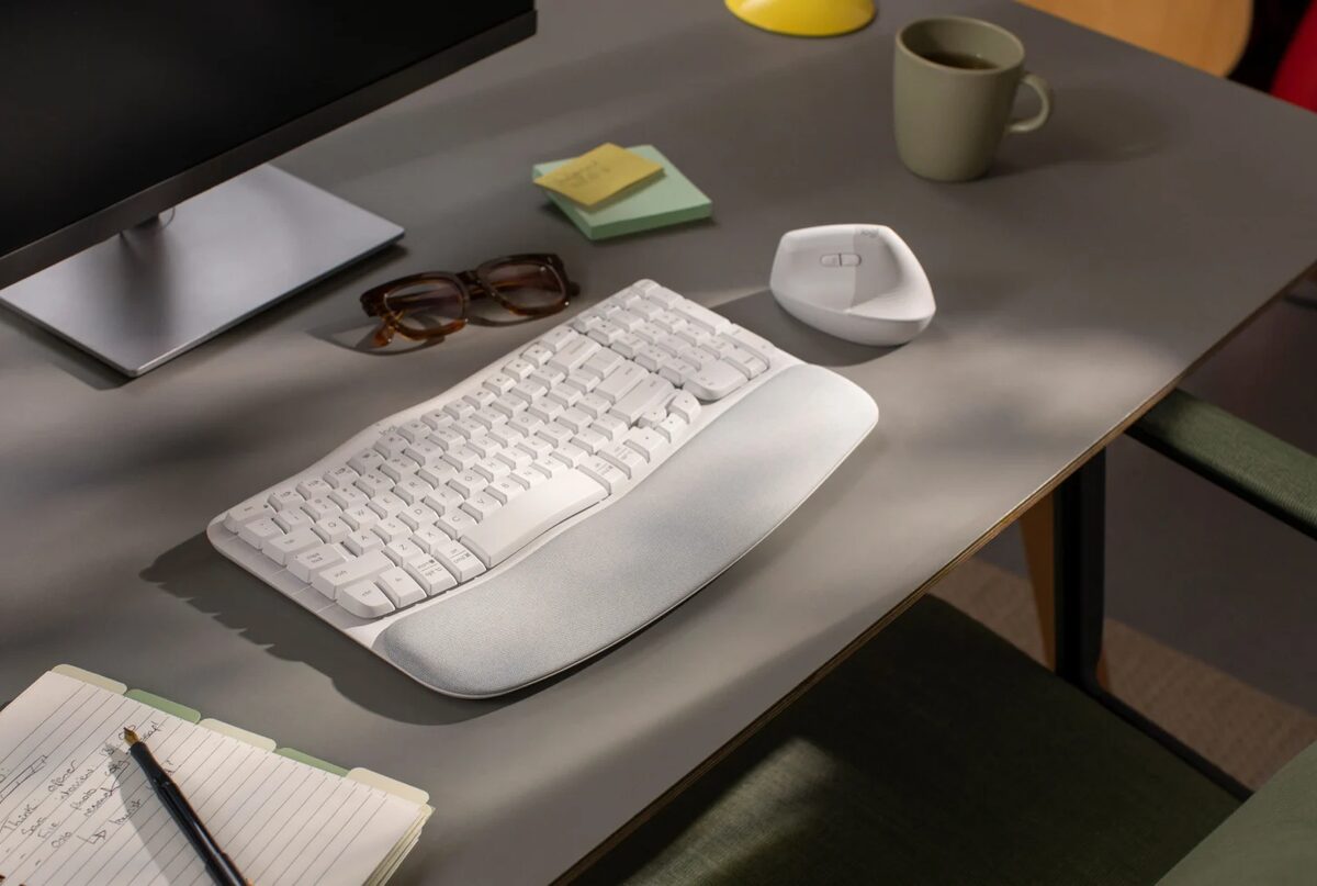 Logitech 8211 WAVE KEYS 軟墊手託 無線 人體工學鍵盤 8211 珍珠白