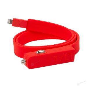 TYLT BAND 扁線防纏繞 21A 車用充電器 MFI Apple 認證 Lightning  USB 同時充電 紅色