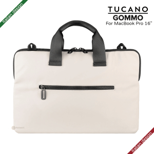 TUCANO - GOMMO 15.6英寸 再生塑料筆記型電腦袋配可拆卸的肩帶 適用於 16吋MacBook Pro - 灰色｜義大利設計