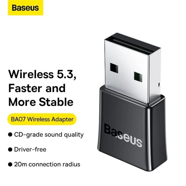 倍思 – 迷你 USB 藍牙 5.3 發射接收器 (多設備連接; 藍牙適配器 支援 Windows 10/8.1/8/7/XP/Vista) BA07 - Image 3