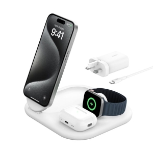 Belkin BoostCharge Qi2 3合1 可折疊磁吸充電板 15W 8211 白色 WIZ029myWH