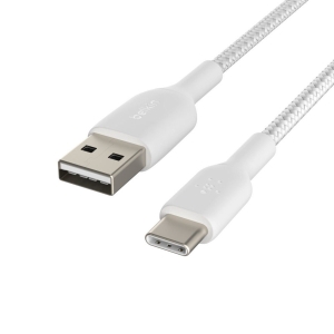 Belkin BOOSTCHARGE Braided USB-C to USB-A 充電傳輸線 1米 白色 CAB002BT1MWH