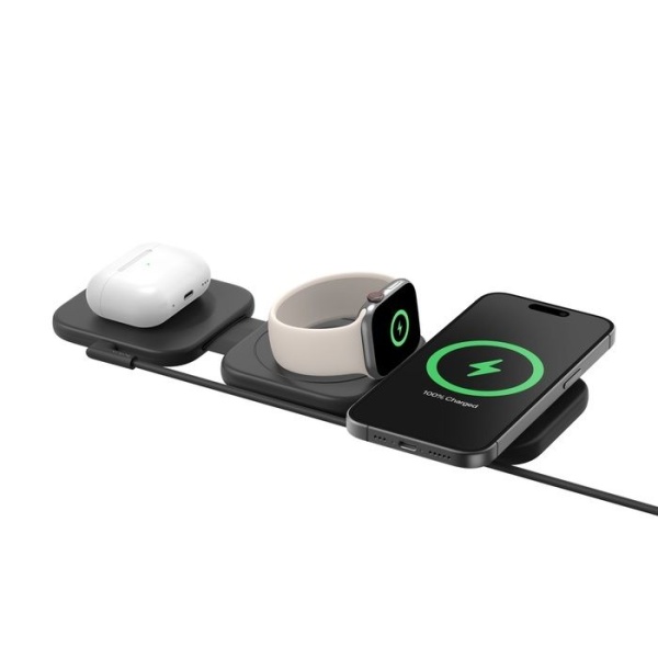 Belkin – BoostCharge Pro 3合1 磁性無線充電旅行墊（Qi2 15W）WIZ024FQBK - Image 3