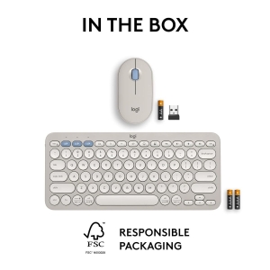 Logitech Logitech PEBBLE 2 COMBO 藍牙鍵盤滑鼠套裝 8211 迷霧灰 920-012191最多連線到三個裝置10個自定義快捷鍵 M350s  K380s