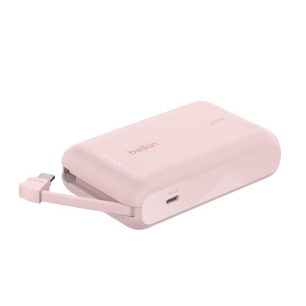 Belkin – Belkin BoostCharge 20W 10K 內建 USB-C 線的行動電源 便攜充電池 - 粉紅色 BPB021fqPK - Image 4