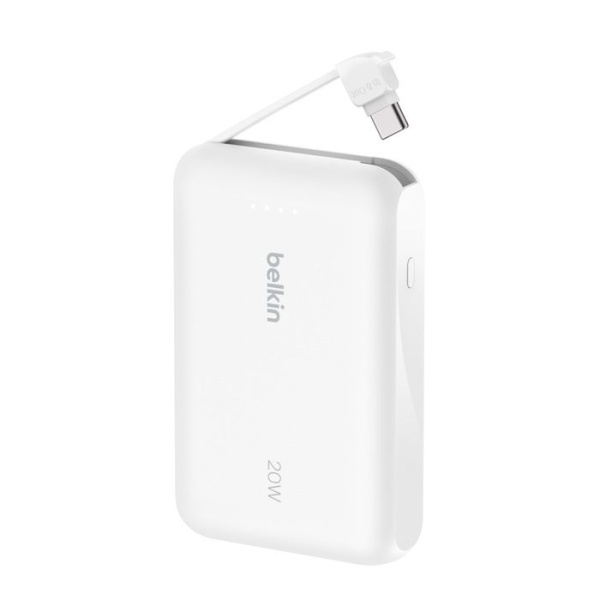 Belkin – Belkin BoostCharge 20W 10K 內建 USB-C 線的行動電源 便攜充電池 - 白色 BPB021fqWH - Image 4