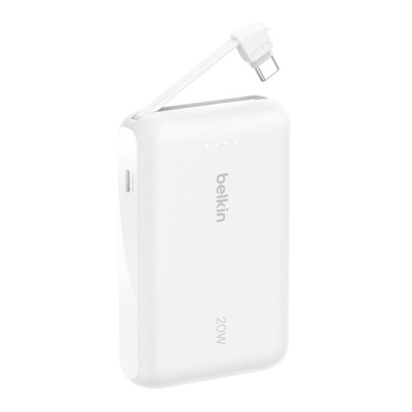 Belkin – Belkin BoostCharge 20W 10K 內建 USB-C 線的行動電源 便攜充電池 - 白色 BPB021fqWH - Image 2