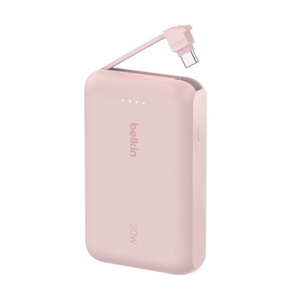 Belkin – Belkin BoostCharge 20W 10K 內建 USB-C 線的行動電源 便攜充電池 - 粉紅色 BPB021fqPK - Image 2