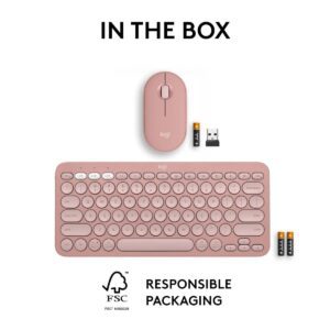 Logitech  Logitech PEBBLE 2 COMBO 藍牙鍵盤滑鼠套裝 8211 玫瑰粉 920-012189最多連線到三個裝置10個自定義快捷鍵 M350s  K380s